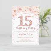 15th Birthday Party - White Rose Gold Invitation (Standing Front)