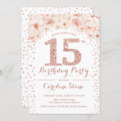 15th Birthday Party - White Rose Gold Invitation (Front/Back)