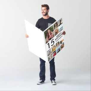 15th Birthday Photo Collage 13 Photos Black White Card