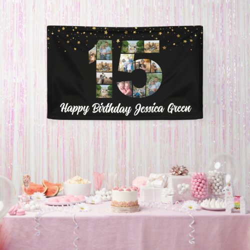 15th birthday Photo Collage happy birthday event Banner