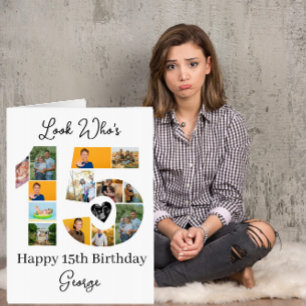 15th Birthday Photo Collage Quinceañera & Teen Card