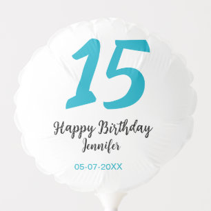 15th birthday quiencenera add date year blue templ balloon