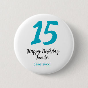 15th birthday quiencenera add date year blue templ button