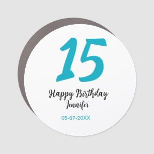 15th birthday quiencenera add date year blue templ car magnet