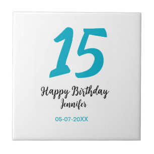 15th birthday quiencenera add date year blue templ ceramic tile