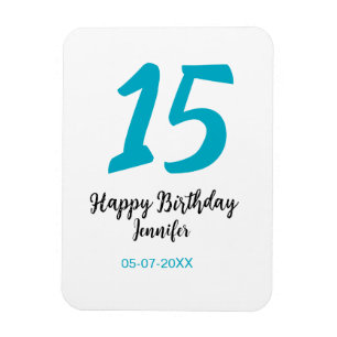 15th birthday quiencenera add date year blue templ magnet