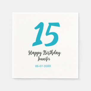 15th birthday quiencenera add date year blue templ napkins