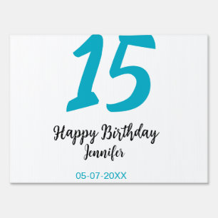 15th birthday quiencenera add date year blue templ sign