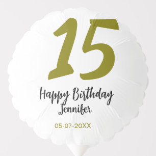 15th birthday quiencenera add date year golden balloon