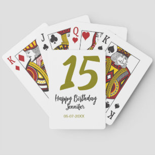 15th birthday quiencenera add date year golden poker cards