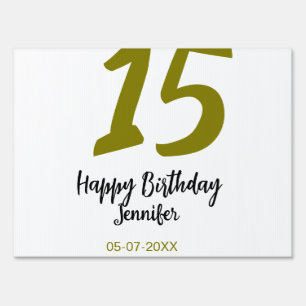 15th birthday quiencenera add date year golden sign