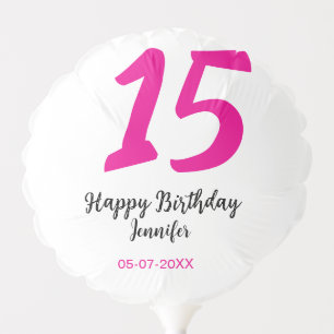 15th birthday quiencenera add date year pink templ balloon