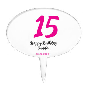 15th birthday quiencenera add date year pink templ cake topper