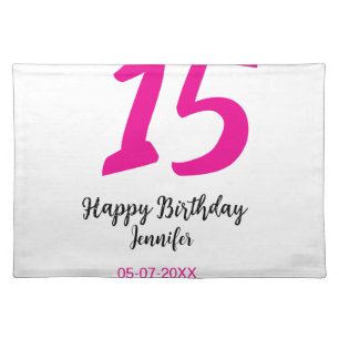15th birthday quiencenera add date year pink templ cloth placemat