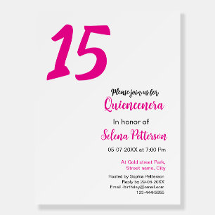 15th birthday quiencenera add date year pink templ foam board