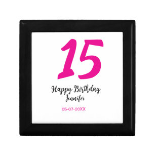 15th birthday quiencenera add date year pink templ gift box