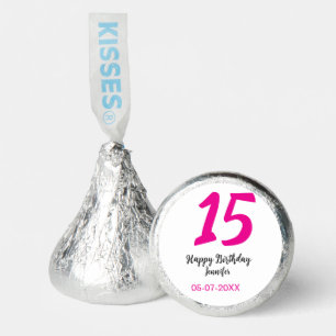 15th birthday quiencenera add date year pink templ hershey®'s kisses®
