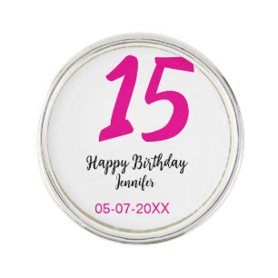 15th birthday quiencenera add date year pink templ lapel pin