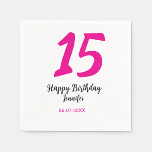 15th birthday quiencenera add date year pink templ napkins