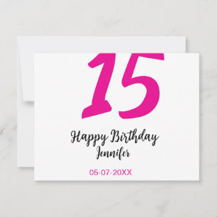 15th birthday quiencenera add date year pink templ note card