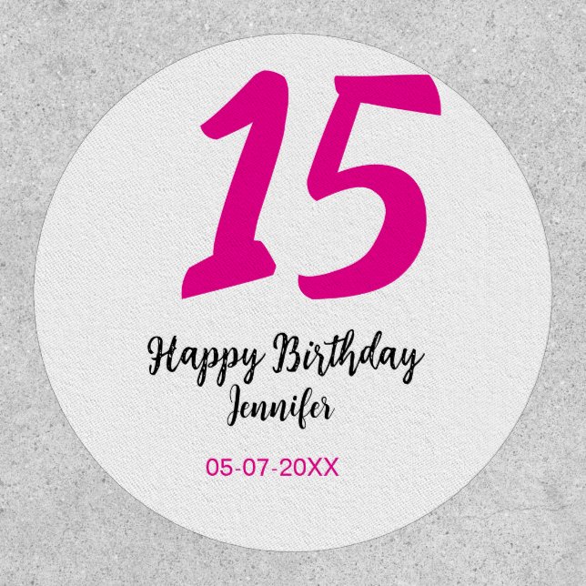 15th birthday quiencenera add date year pink templ patch (Front)