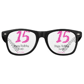 15th birthday quiencenera add date year pink templ retro sunglasses