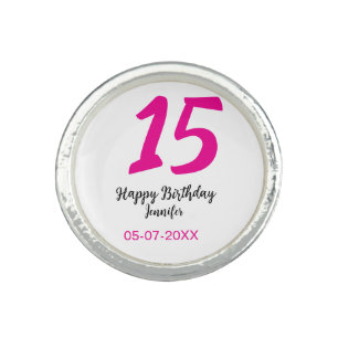 15th birthday quiencenera add date year pink templ ring