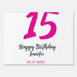 15th birthday quiencenera add date year pink templ sign