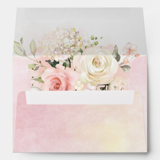 15th Birthday Quinceanera Botanical Party Floral Envelope (Back (Bottom))
