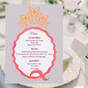 15th Birthday Quinceanera Butterfly Crown Squiggle Menu
