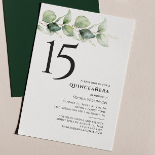 15th Birthday Quinceanera Eucalyptus Foliage Invitation