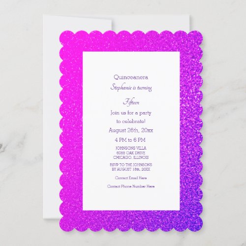 15th Birthday Quinceanera Pink Magenta Purple Cool Invitation