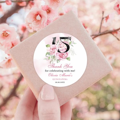 15th Birthday Quinceanera Rustic Floral Classic Round Sticker