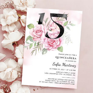 15th Birthday Quinceanera Rustic Floral Invitation