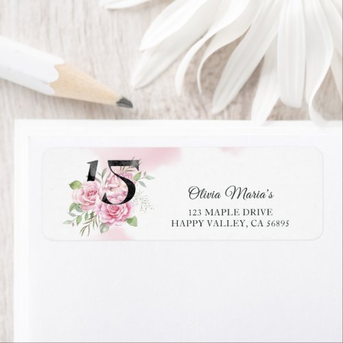 15th Birthday Quinceanera Rustic Floral Label