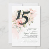 15th Birthday Quinceanera Rustic Floral Modern Invitation (Front)