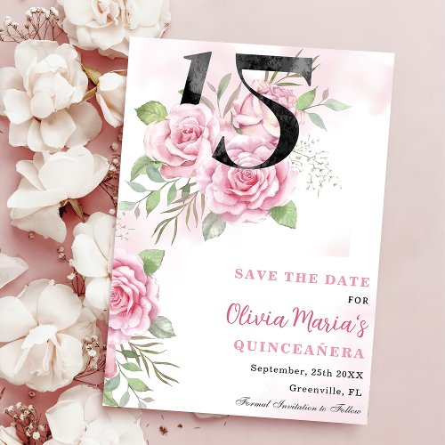 15th Birthday Quinceanera Rustic Floral  Save The Date