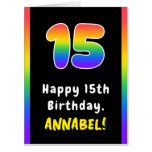 [ Thumbnail: 15th Birthday: Rainbow Spectrum # 15, Custom Name Card ]