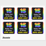 [ Thumbnail: 15th Birthday: Rainbow Spectrum # 15, Custom Name Sticker ]