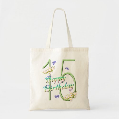 15th Birthday Rainbows and Butterflies Budget Tote