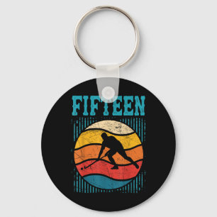 15th Birthday Retro Field Hockey 15 Years Old Boy Keychain