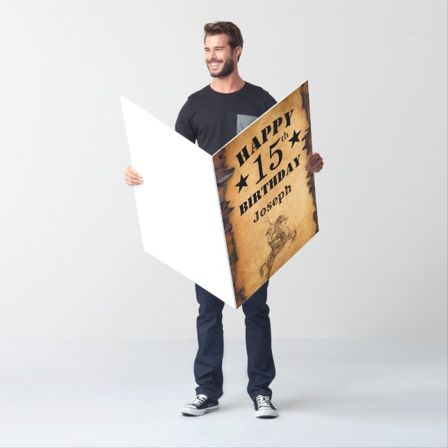 15th Birthday Rustic Country Western Extra Large Card (In Situ)