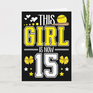 15th Birthday Softll Girl 15 Year Old Softll Playe Card