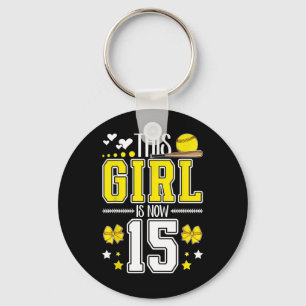 15th Birthday Softll Girl 15 Year Old Softll Playe Keychain
