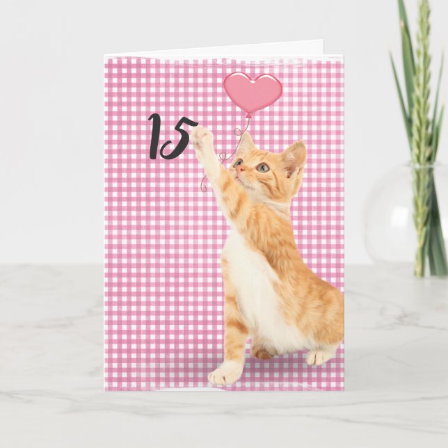 15th birthday tabby cat card (Front)