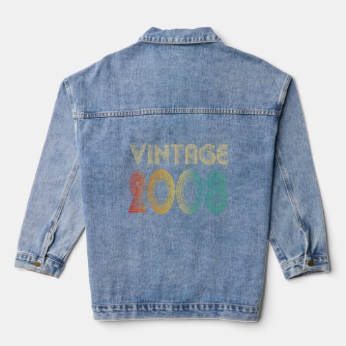 15th Birthday Vintage 2008 15 Years Old  For Men W Denim Jacket