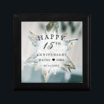 15th Black   White Crystal Wedding Anniversary Gift Box<br><div class="desc">White lace  on black background announces the celebration of a happy 15 years together. A crystal gift is traditional for this wedding anniversary milestone. Whetherfamous Irish crystal or another,  this traditional gift is beautiful and lasting.

The colors of black and white are romantic,  as well as elegant and sophisticated.</div>