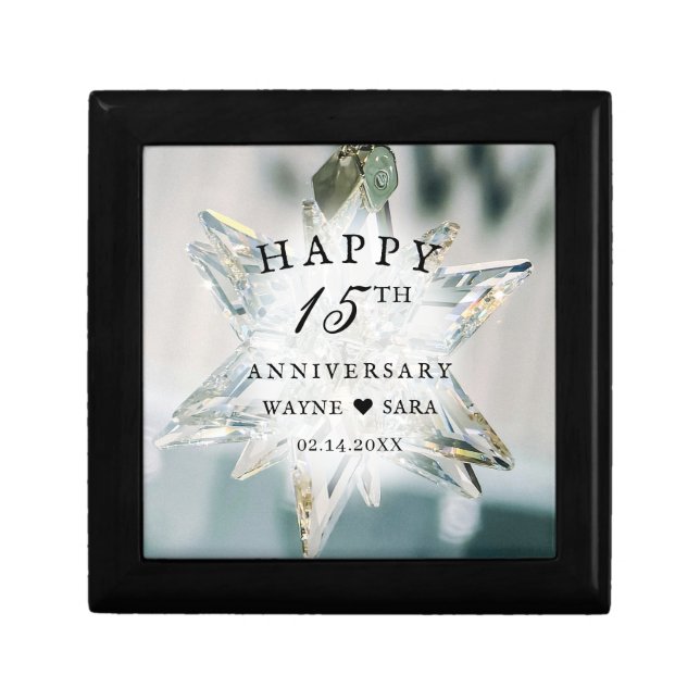 15th Black + White Crystal Wedding Anniversary Gift Box (Front)