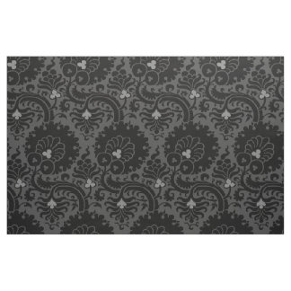 15th-Century Floral - Black and Grey Fabric