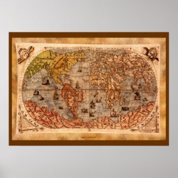 15th Century Old World Map Art Poster by EarthGifts at Zazzle